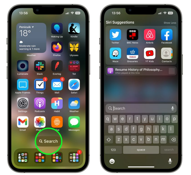 进贤苹果手机维修分享升级到 iOS 16 后，如何删除主屏幕上的搜索按钮 