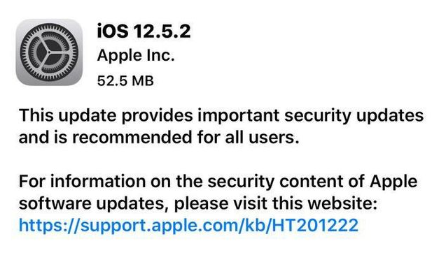 进贤苹果手机维修分享iOS12.5.2发布，建议所有老苹果用户安装 